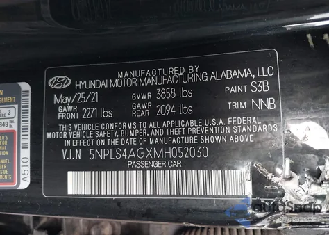 2021 Hyundai Elantra Sel z USA, uszkodzony, nr VIN 5NPLS4AGXMH052030